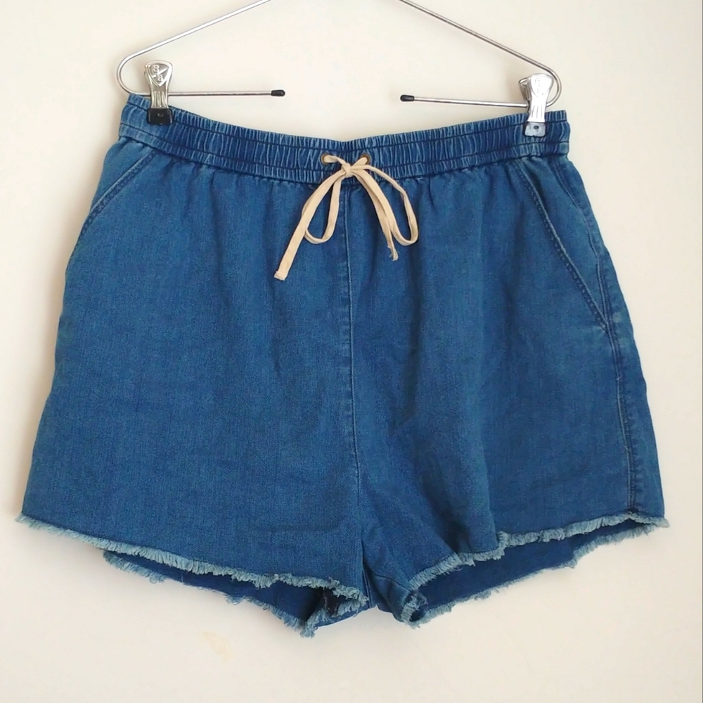 Wilfred Blue Denim Drawstring Shorts